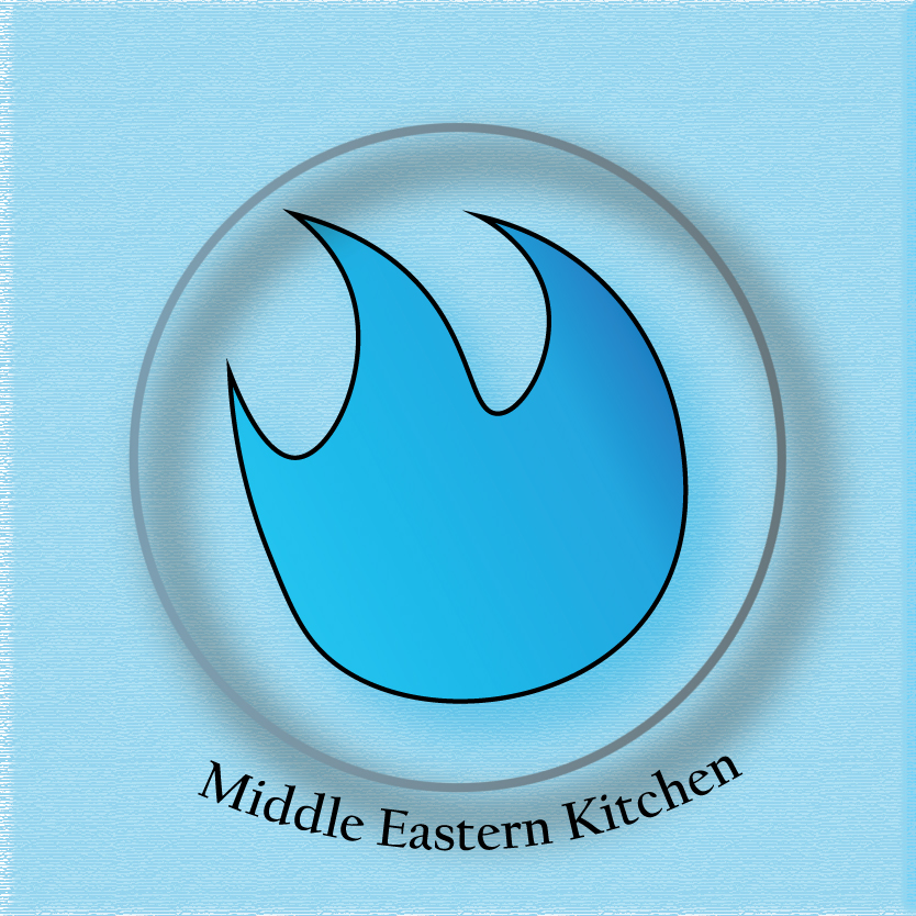 Middle Eastern Kitchen logo with blue background.